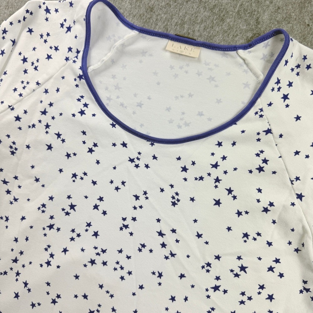 LAKE Women's Medium 100% Pima Cotton Stars Pajama Top 3/4 Sleeve Super‎ Soft